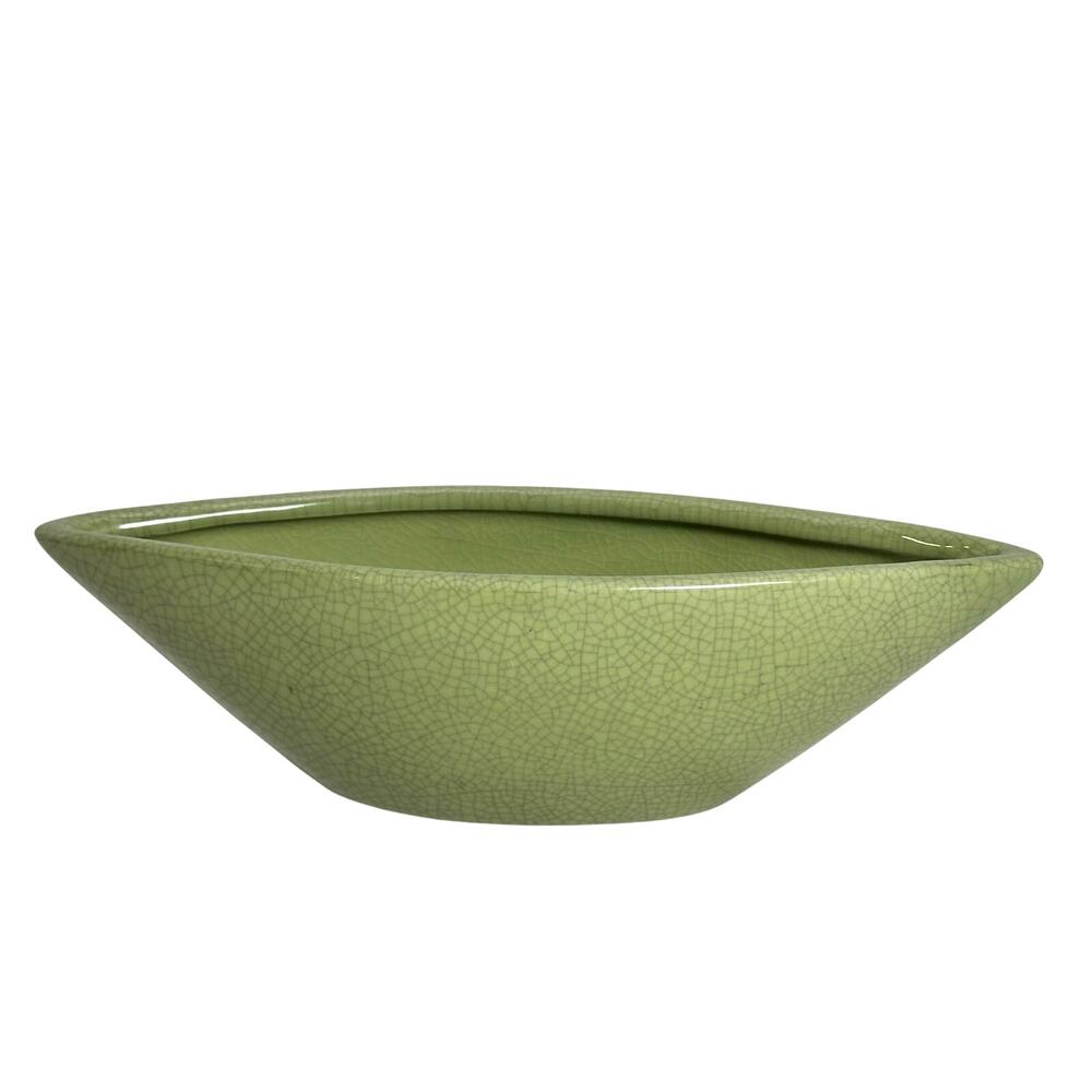 Mid-Century Modern WCL Sleek Green Crackle Vintage Flower Vase Planter